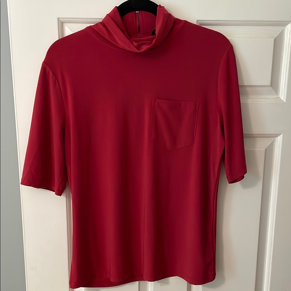 Jones New York Red Fitted 3/4 Sleeve turtleneck T-Shirt large EUC